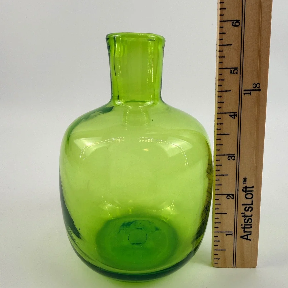 Vintage Blenko 6424 Olive Green Art Glass Bud Vase Bottle Mid Century MCM